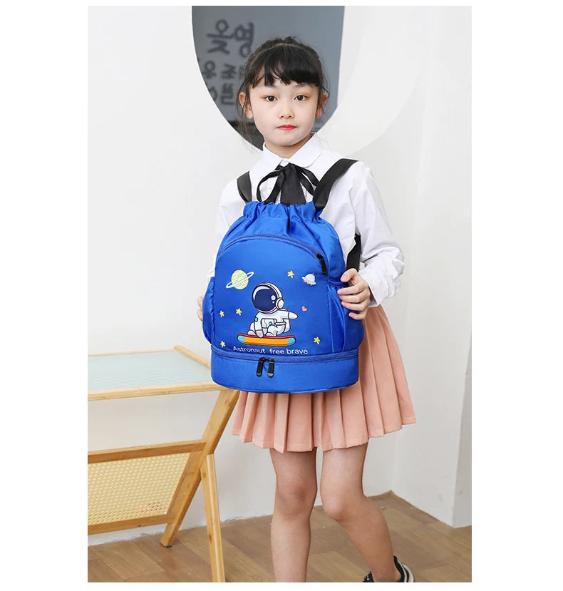 Kids Swimming Backpack Children Dry Wet Sports Gym Fitness Bag Waterproof Beach Shoulder Rucksack  Cartoon Travel Duffel Pack
