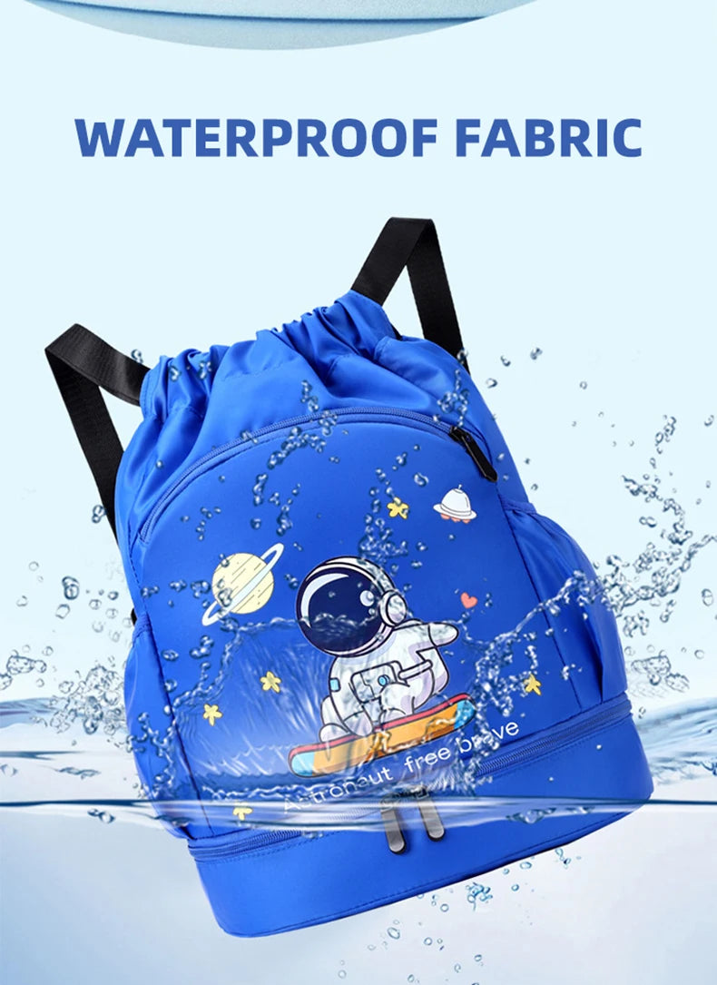 Kids Swimming Backpack Children Dry Wet Sports Gym Fitness Bag Waterproof Beach Shoulder Rucksack  Cartoon Travel Duffel Pack
