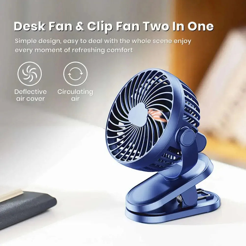 12-48h Table Mini Fan with Sturdy Clamp Rechargeable USB 3 Speeds Sleeping Mute for Bathroom Kitchen Student Dormitory 10000mAh
