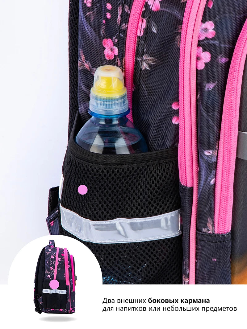 Orthopedic School Bags For Girls Cartoon Cat 3D Folded Backpacks Girl Waterproof Children School Bag Kids Mochila Escolar