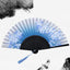 Portable Folding Fan Plain Plastic Cloth Hand Fan Chinese Elegant Fabric Hand Fan for Weddings Travel Party Dancing Cosplay