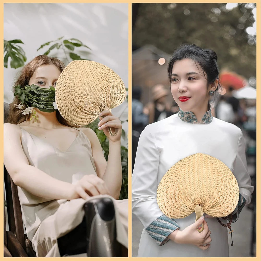 10/20/30 Natural Raffia Hand Fans Natural Palm Leaf Manual Handheld Fan for Wedding Summer Cooling Supplies Farmhouse Wall Decor