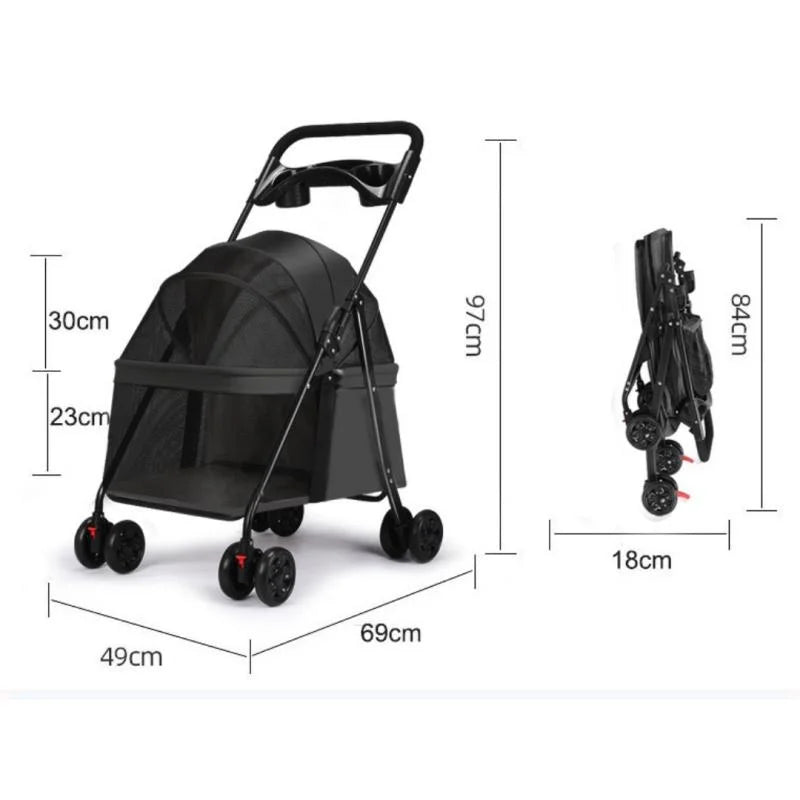 Foldable Pet Stroller - Perfect for Small Dogs, & Puppies