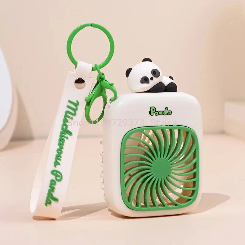 Portable Keychain Fan for Travel Small Cooling Mini Fans Rechargeable Cute Panda Travel Fan Handheld Fan Gift