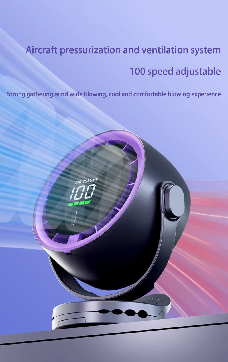 Xiaomi Digital Display Fan Desktop Remote Control 720°Rotation Type-C Rechargeable Electric Fans Portable Wall Hanging With Clip