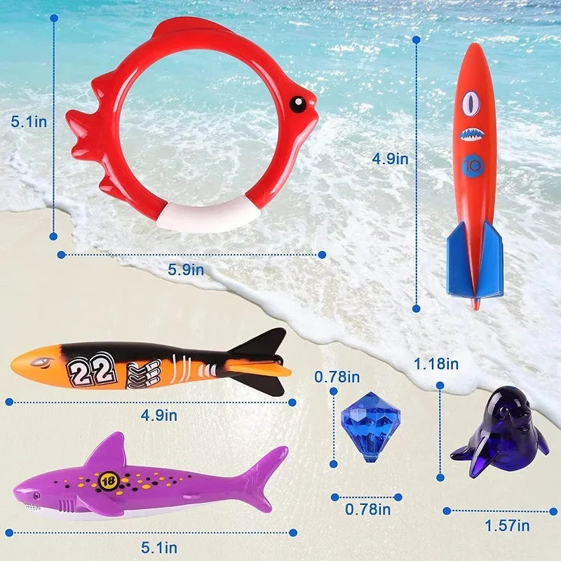 Kids Summer Shark Rocket Throwing Toy Swimming Pool Dive Game Water Fun Games Pool Toys Baby Water Educational Bath Toys Gifts
