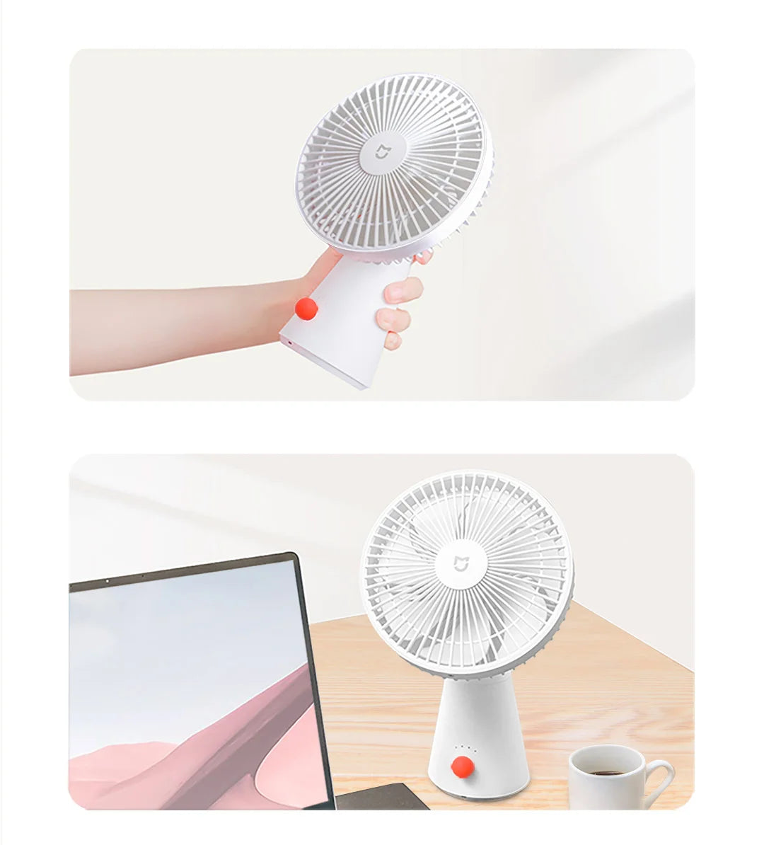 XIAOMI MIJIA Desktop Mobile Fan，Desktop Handheld Two In One，Universal Type-C Charging Port，18.5 - Hour Ultra - Long Battery Life