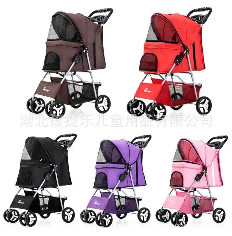 Pet Stroller with Sunroof -Foldable, lightweight, Single Handed, size S M L
