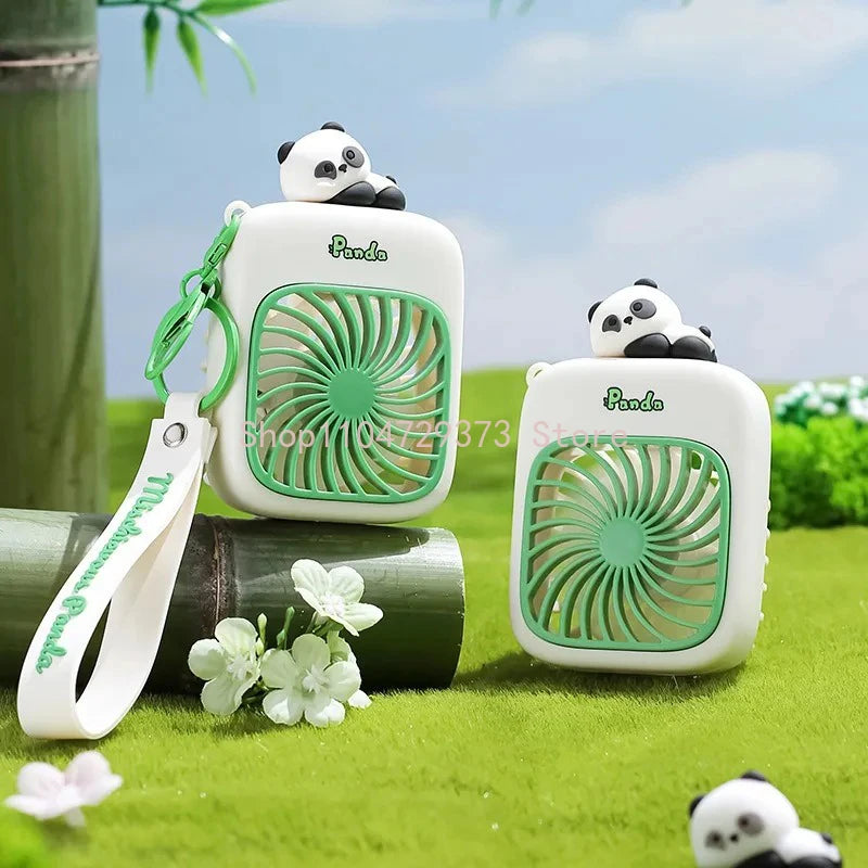 Portable Keychain Fan for Travel Small Cooling Mini Fans Rechargeable Cute Panda Travel Fan Handheld Fan Gift