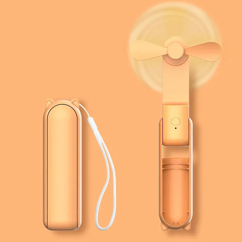 2000mAh Power Bank 3 Gears Portable Fan Super Mini Handheld Fan USB Rechargeable Fan Foldable Hand Held Small Pocket Fan