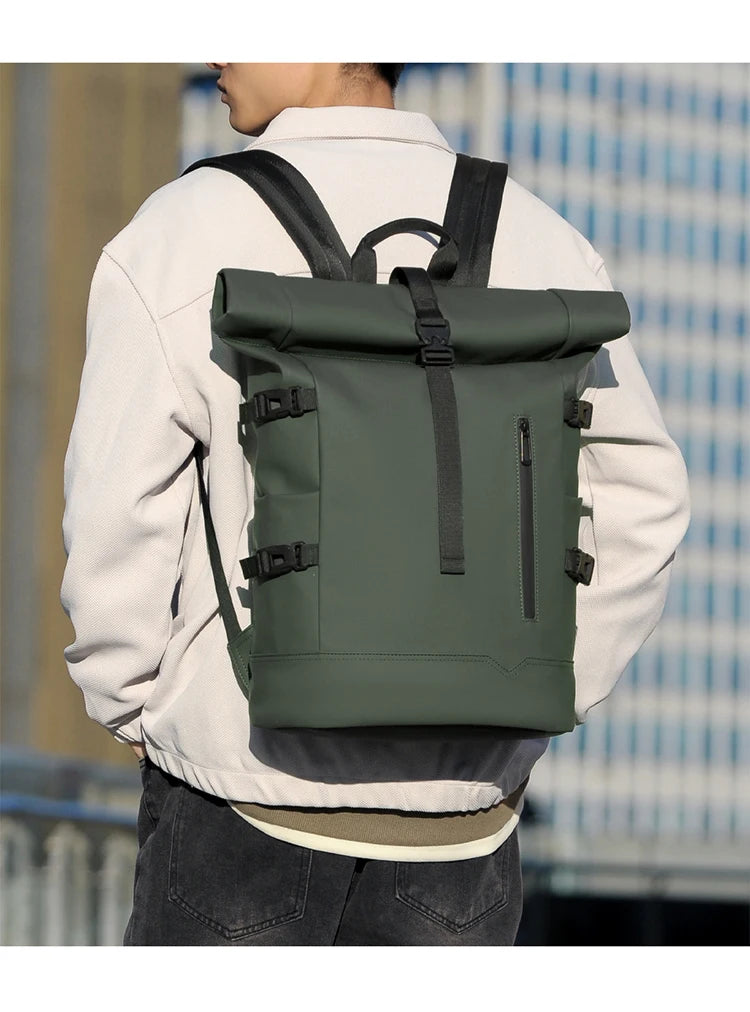 Waterproof Durable Outdoor Backpack Roll Top Fashion Casual Backpack for Hiking Travel Men Women Daily Commute