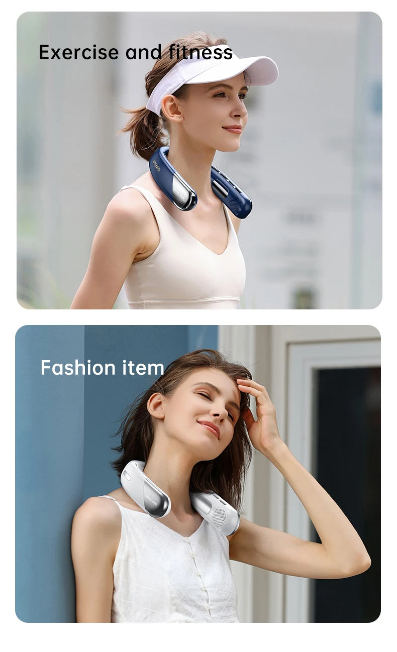 Portable Neck Fans for Outdoors Sports Rechargeable USB Mini Air Conditioner Fan Bladeless Neck-hanging Cooling Fan Air Cooler