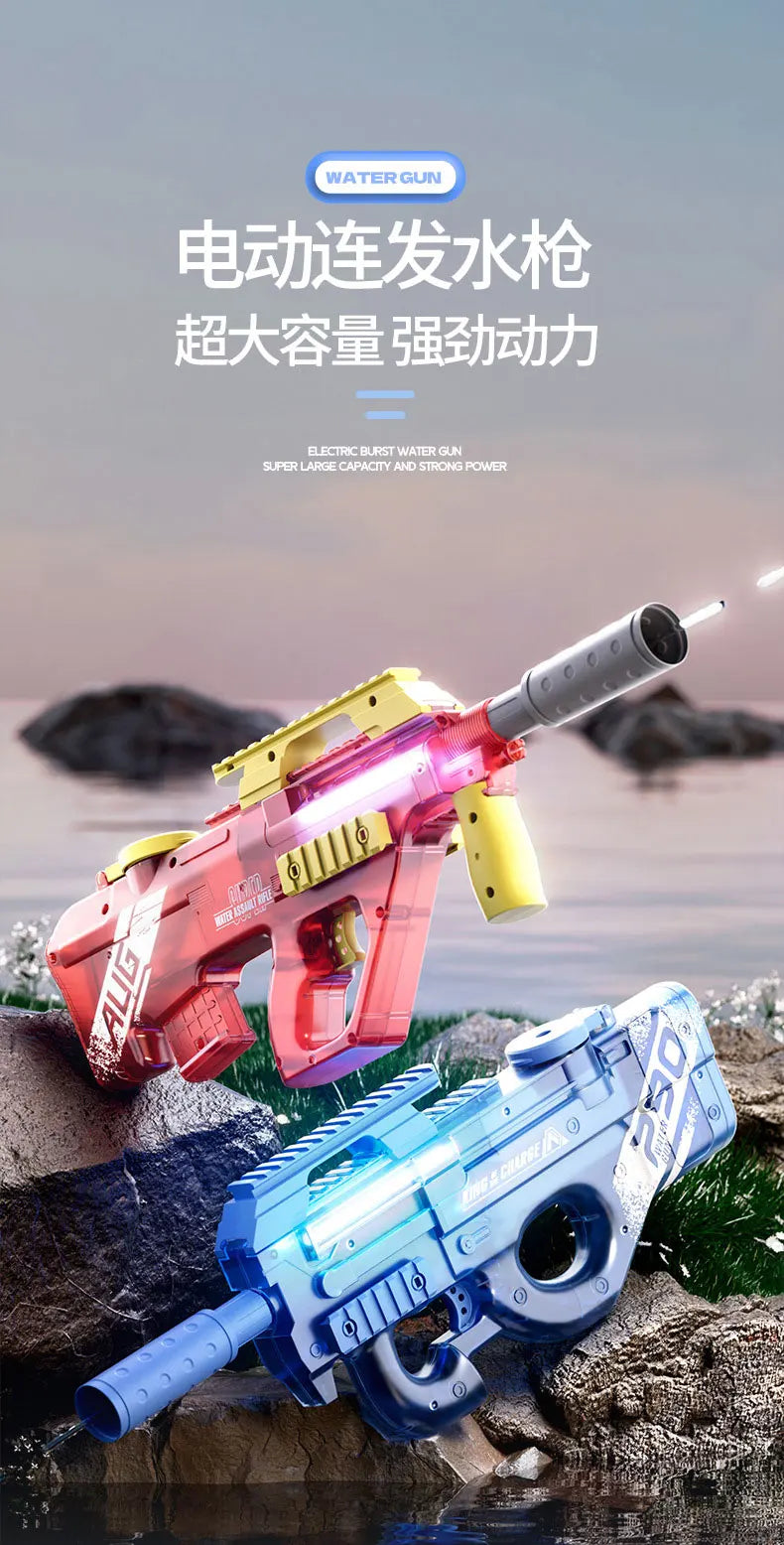 P90 Electric Water Gun Toy AUG Style Large Size Automatic Blaster Outdoor Soaker Splash Shooting Beach Play Soaking Festival Fun