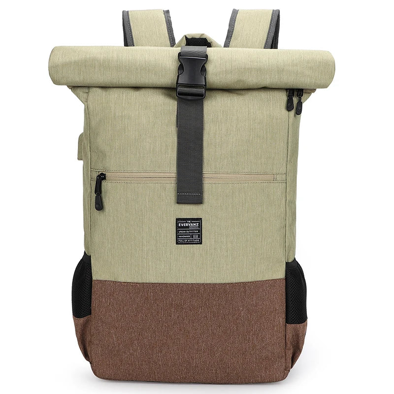 EverVanz Rolltop Backpack, Daypack With Compartment For 12 - 17 inch Laptop, Waterproof And Anti-Theft