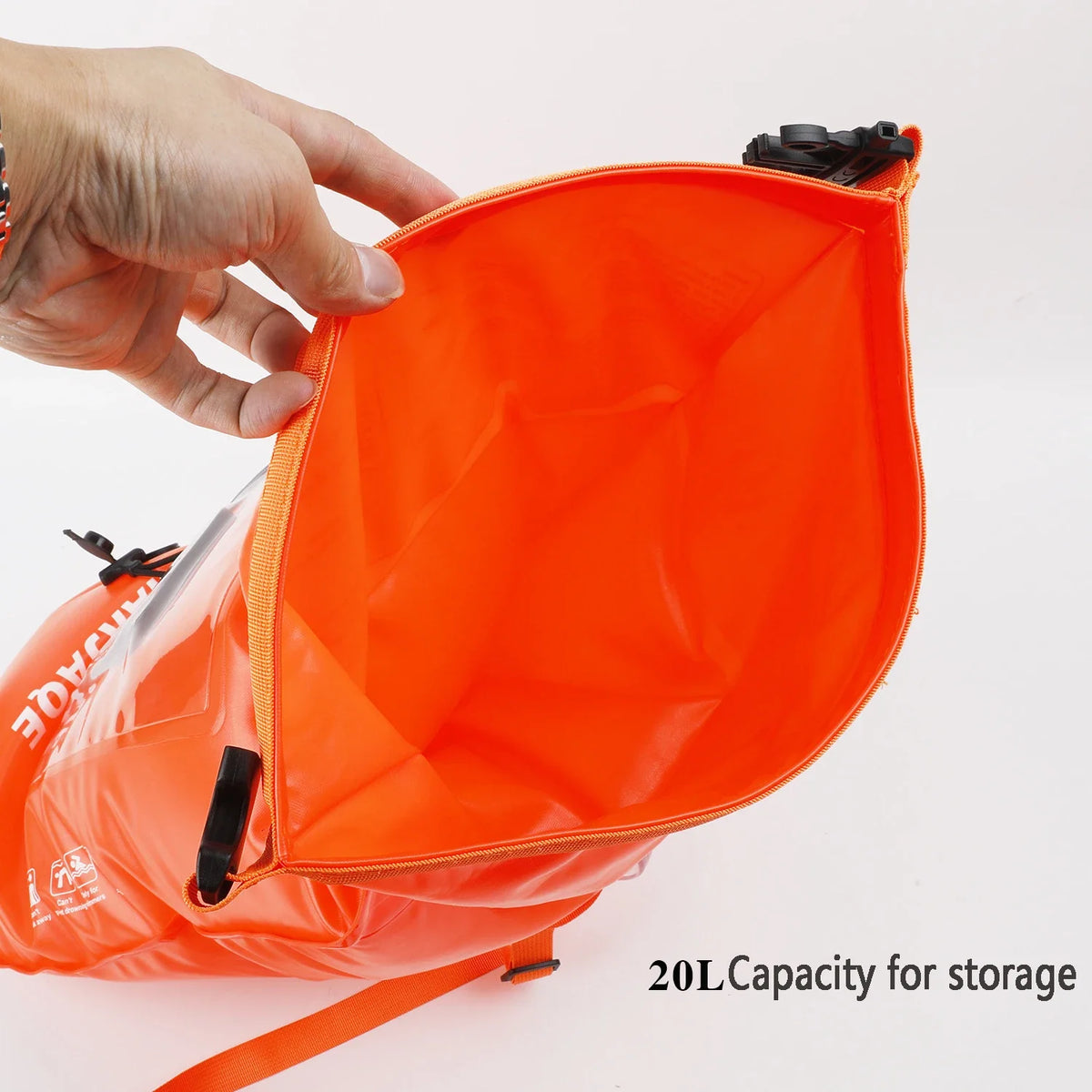 Outdoor Swimming Buoy Swim Float Dry Bag with Waist Belt Waterproof PVC Storage Bag Touch Screen for Water Sports