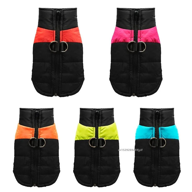 Waterproof Warm Dog Coat – Padded Winter Vest with Zipper for Small, Medium & Large Dogs