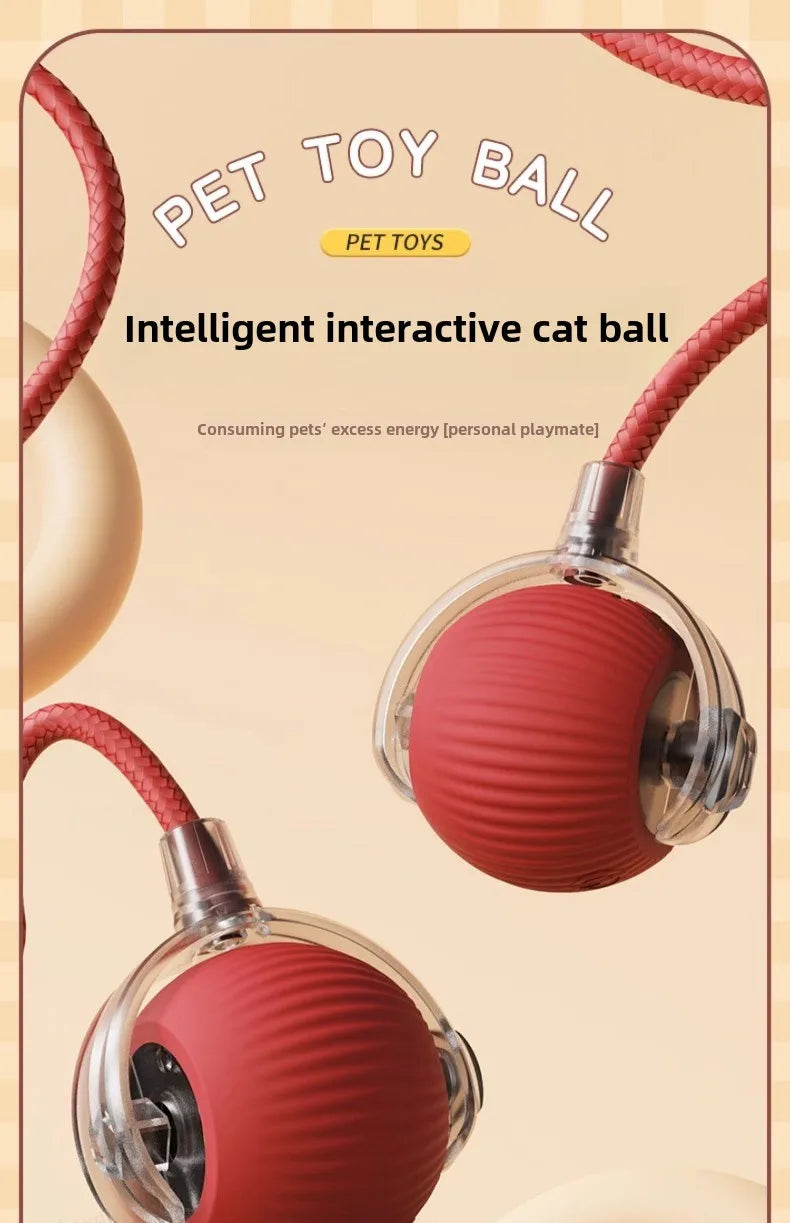 Rechargeable Interactive Pet Toy: Electric Automatic Rolling CatBall with Simulated Tail for Feline Entertainment and Engagement
