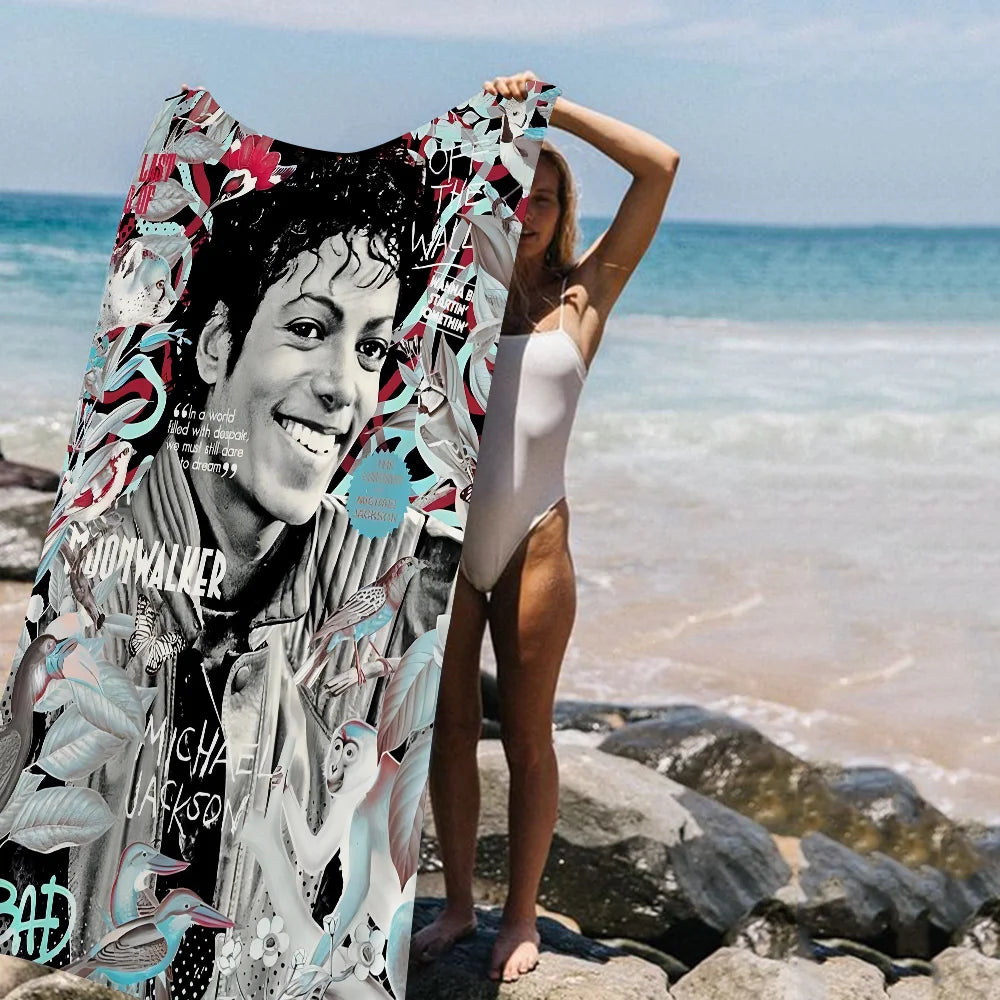 Michael Jackson Beach Towel Cartoon Cute Summer Kids Large Bath Pool Beach Towel Microfiber Absorbent for Swimming Travel