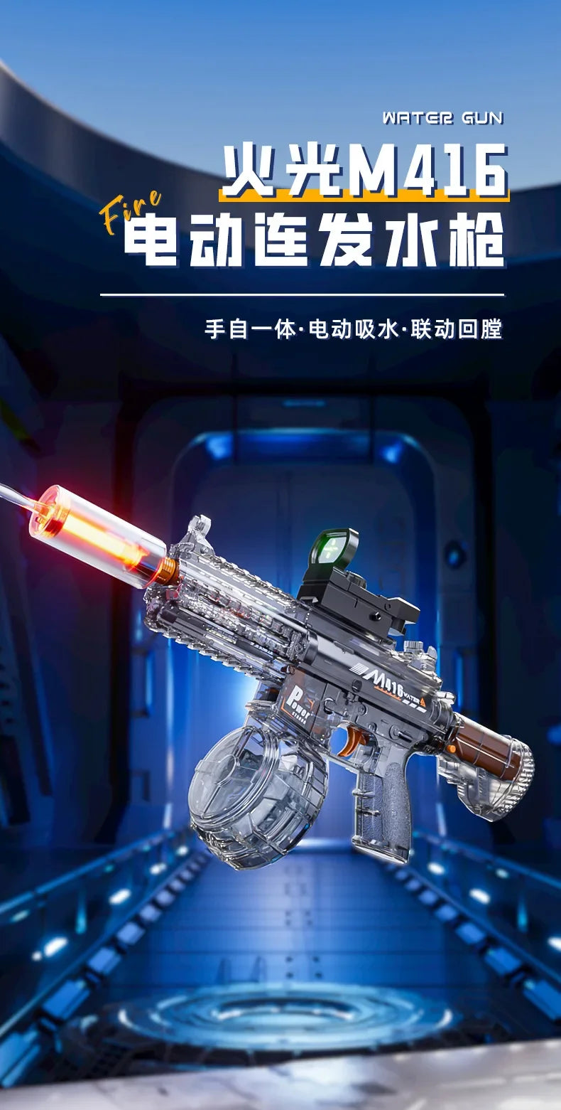 Electric Water Gun Toy Continuous Shooting with Firelight Big Capacity Water Pistol Spray Blaster Pool Summer Toy for Kids Adult