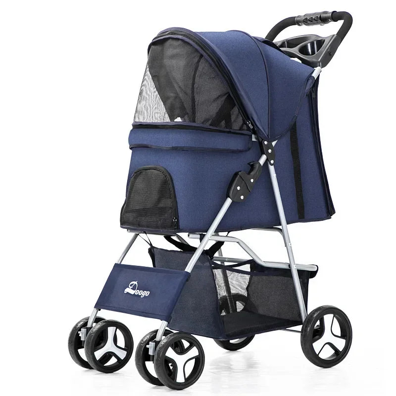Pet Stroller with Sunroof -Foldable, lightweight, Single Handed, size S M L