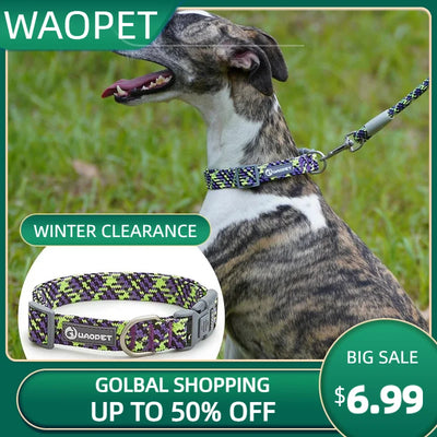 Adjustable Puppy Dogs Collar Medium Large For Dog Choker Ring Durable Reflective Nylon Pet Cat Collar Breathable Bulldog Harness
