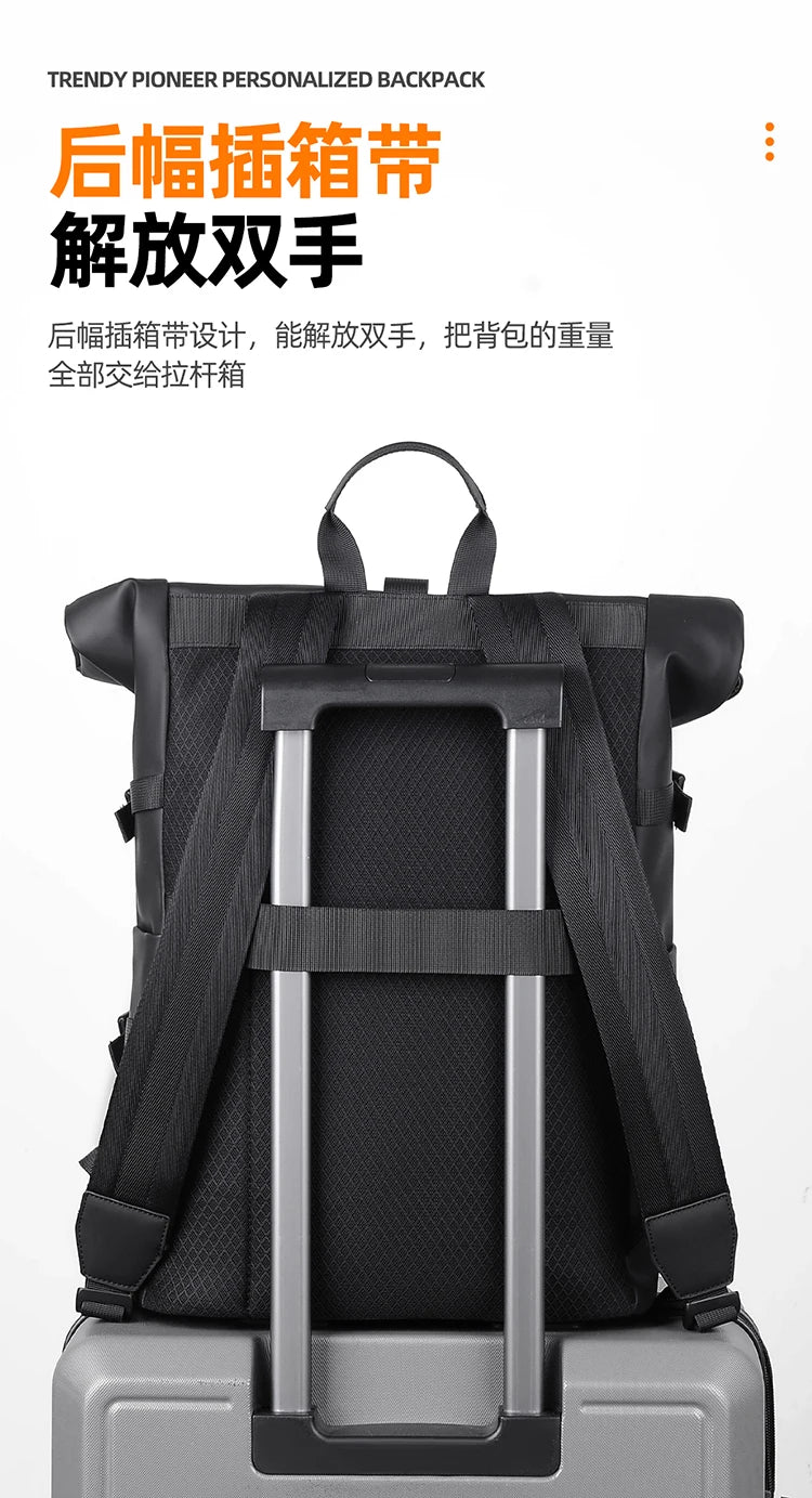 Waterproof Durable Outdoor Backpack Roll Top Fashion Casual Backpack for Hiking Travel Men Women Daily Commute