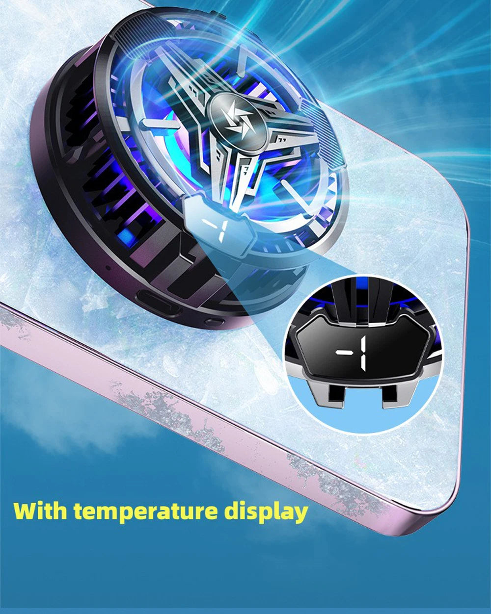 New Cooling Fan For Steam Deck/Game Console/Mobile Phone/Pad Easy Install With Temperature Display