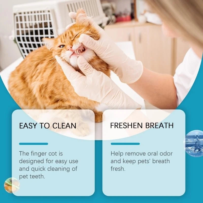 50pcs Pet Teeth Care Finger Wipes Daily Use Dog Cats Dental Care Finger Sleeves .Y5GA