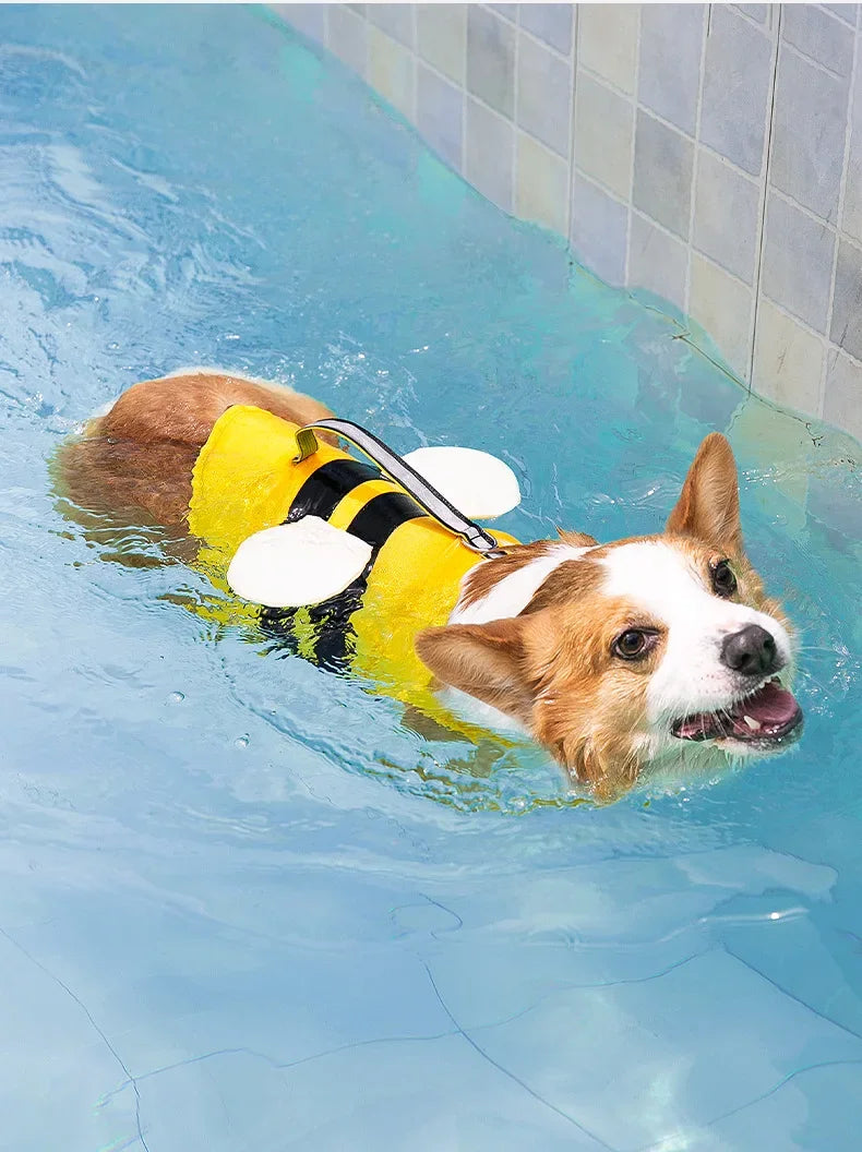 Summer Animal Shaped Bee Dog Life Jacket, Medium-sized Small Dog Universal Dog Swimsuit, Pet Buoyancy Jacket