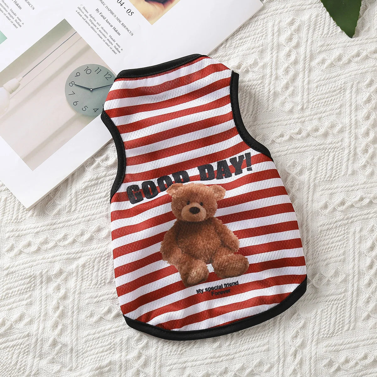 Pets Summer Prints Vests Dog Clothes Little Bear Dog Pattern Pet T-shirts Breathable Sleeveless Puppy Costume Dog Pet Shirts