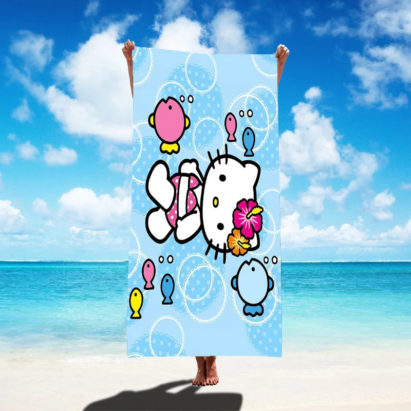 Sanrio Hello Kitty Beach Towel Cartoon Style Microfiber Large Beach Towel Bath Towel Multifunctional Square Towel Beach Towel