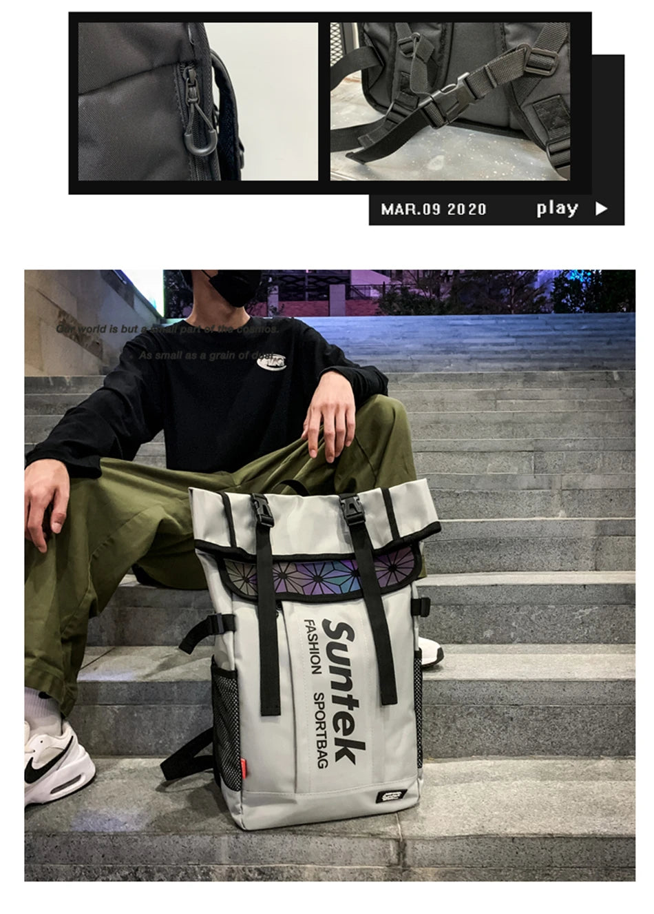 Youth Holographic Reflection Backpacks Fashion Urban Man Backpack Trend Brand Men's Travel Backpack Large Capacity School Bags