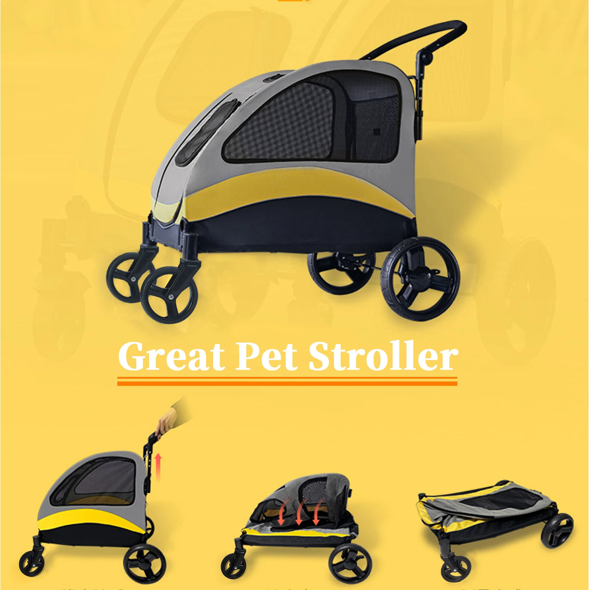 Pet Stroller -good for old or injury dog, 3 sizes, Portable ,Breathable & Foldable