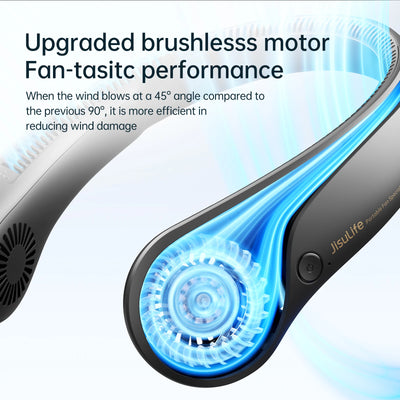 JISULIFE Portable Neck Fan,Hands-Free Bladeless, 5 Speeds,4000 mAh Rechargeable Battery,Twistable Operated Wearable Neckband Fan