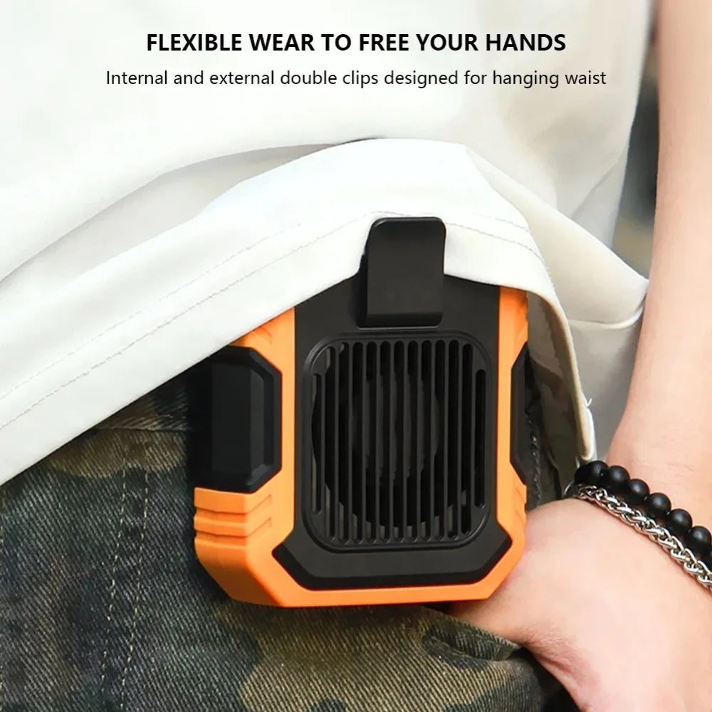 Portable Air Conditioner,Waist Clip Fan with 5-8H,Neck Fan,3 Speeds, USB Rechargeable,for Summer Outdoor Work Jobsite Hiking