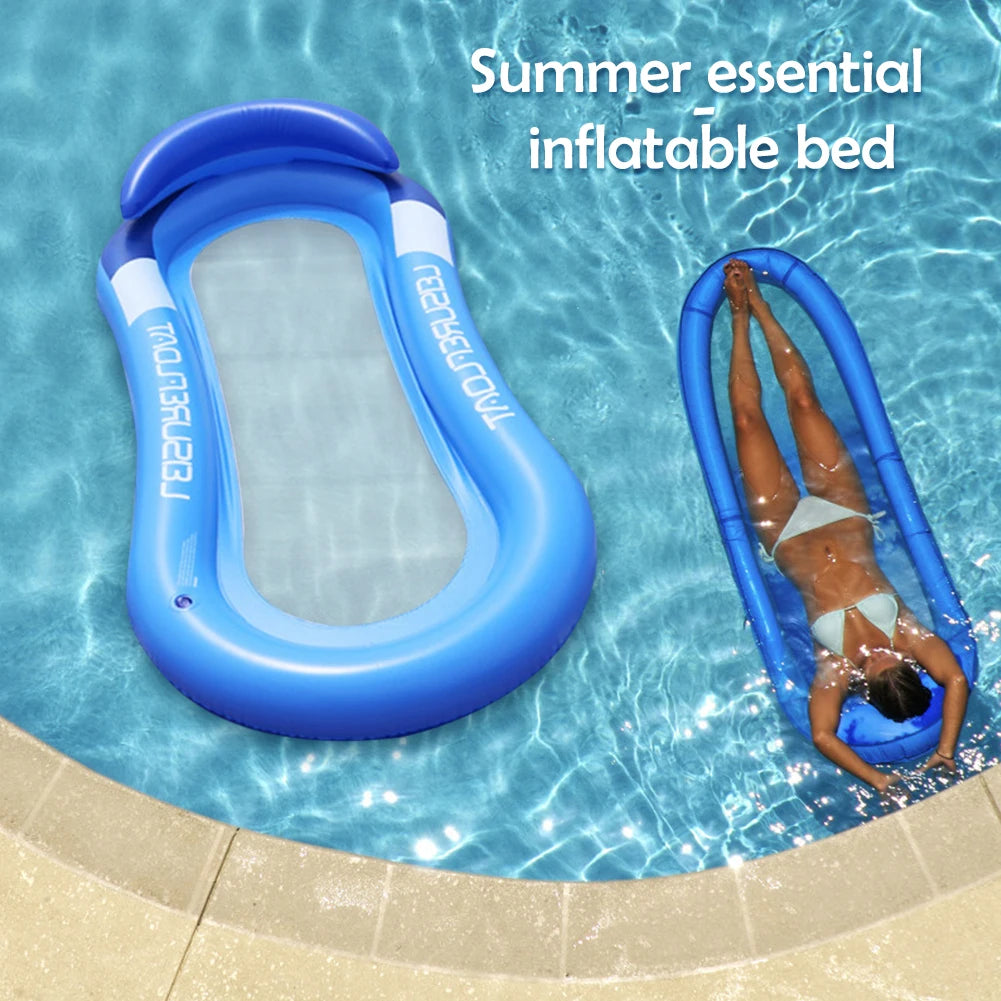 Inflatable Float Hammock floaties for adults Perfect for Poolside Lounging Swimming Pool Loungers Beds Foldable Striped Parties