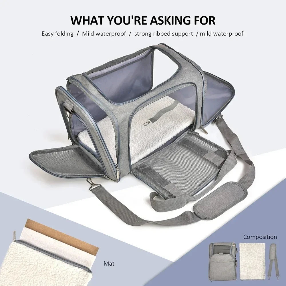 Pet Carrier Bag - Airline Approved, High-Quality, Durable, Expandable