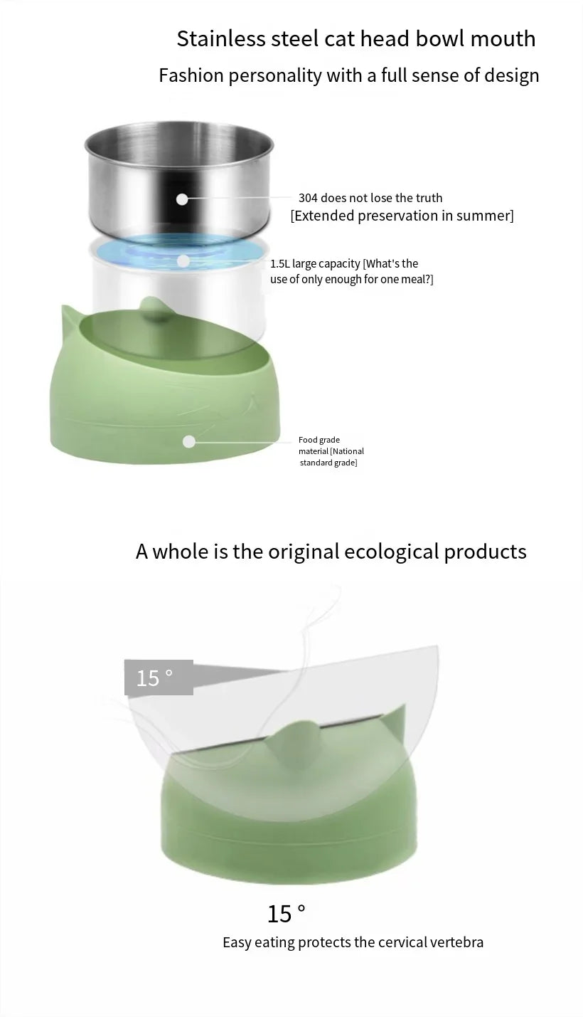 15-Degree Raised Stainless Steel Pet Bowl