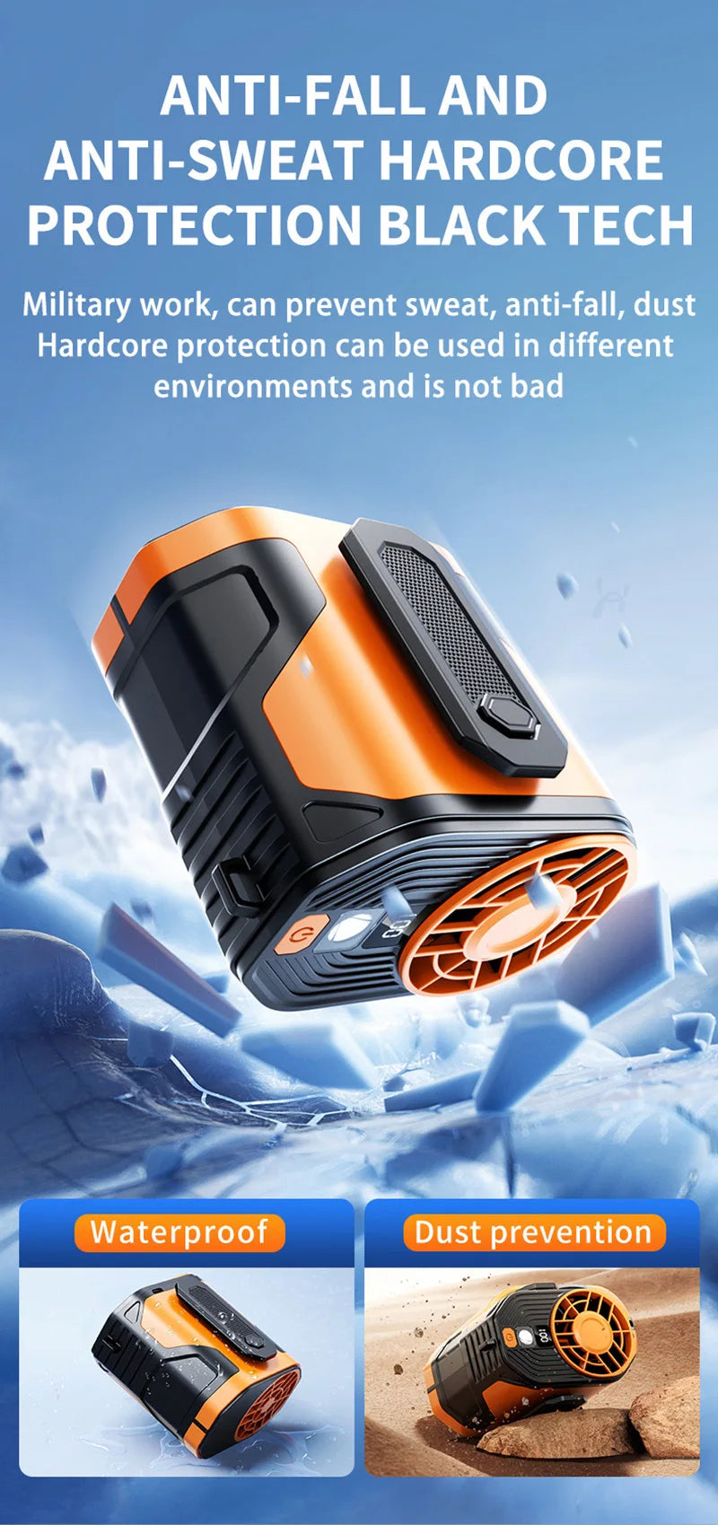 Waist-hanging Fan 100-level Adjustable Portable Waist-clip Outdoor Construction Site Cool Down USB Charging Mini Neck Fan