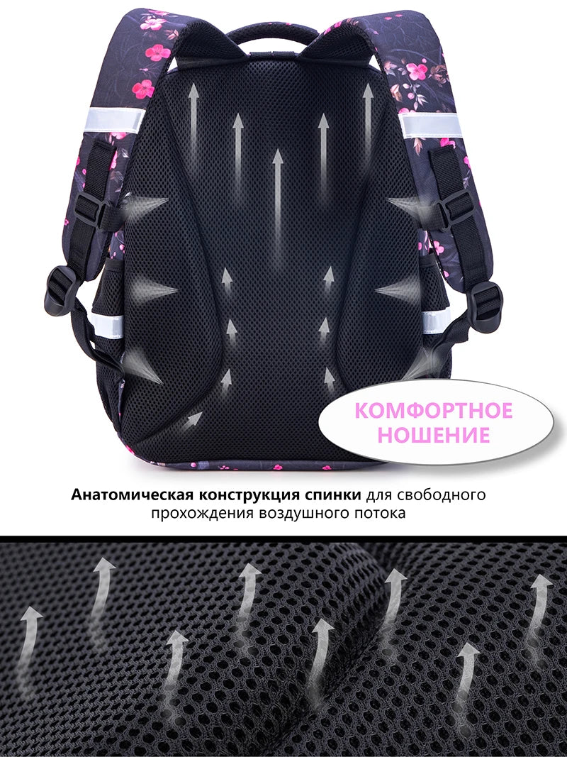 Orthopedic School Bags For Girls Cartoon Cat 3D Folded Backpacks Girl Waterproof Children School Bag Kids Mochila Escolar