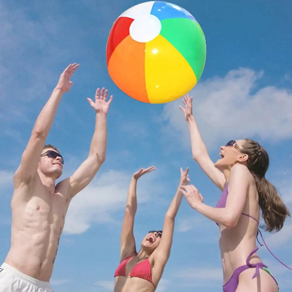 PVC Inflatable Beach Ball Swimming Pool Toy 40cm Big Rainbow Beach Ball 30cm Colourful Inflatable Pool Ball Kids