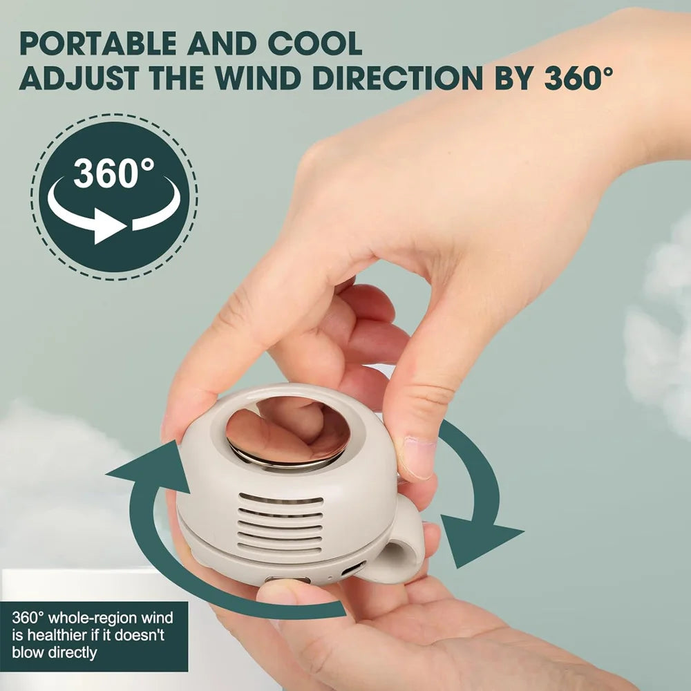 Portable Silent Mini Clip Fan Bladeless USB Fan Built-in 900mAh Battery Hanging Waist Electric Fan 3 Speeds for Outdoor Travel