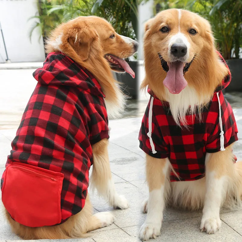Reversible Plaid Dog Winter Coat - Cold Weather Vest for Small, Medium & Large Dogs