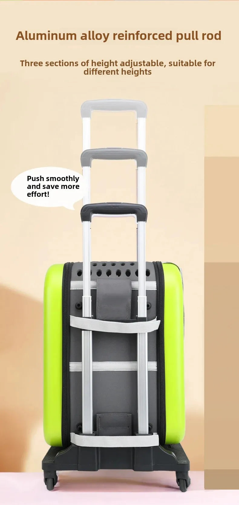 Outdoor Travel Tugboat Draw-Bar Pet Bag - Can be Used as a Pull Bag, Backpack, or Side Bag