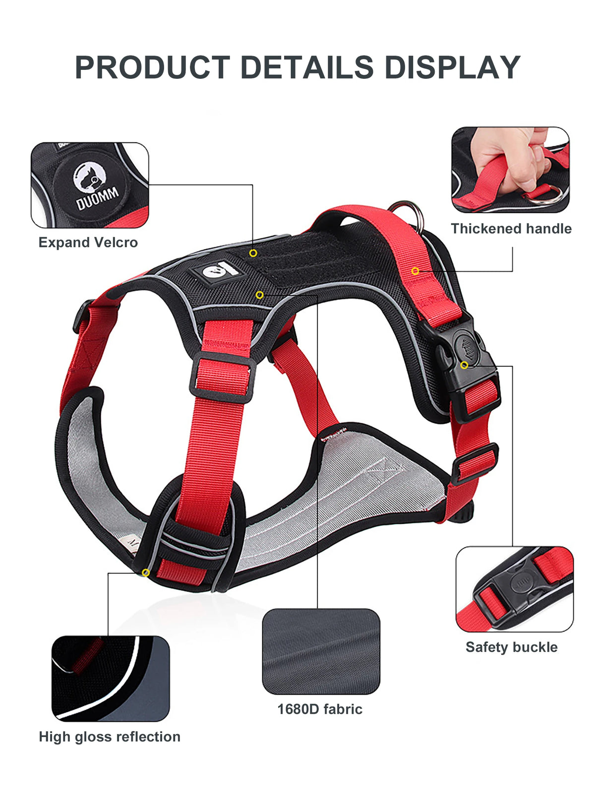 Dog Harness Reflective Midium Large Dogs Tactical Vest Big 1680D Waterproof Oxford Cloth Dog Harnesses Pet Accessoires Supplies