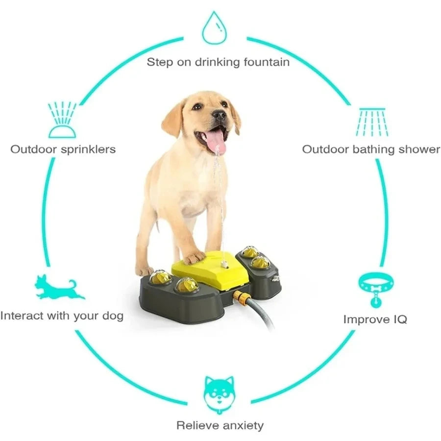Dog Water Sprinkler Toy， Outdoor Splash Pad Puppy Drinking Dispenser， Interactive Dog Toys