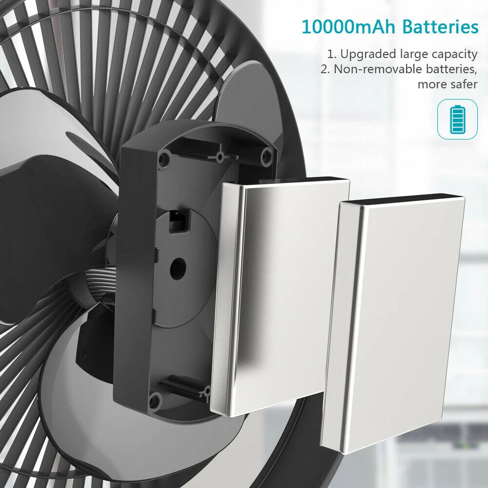 5inch/8inch Rechargeable Battery Operated Clip on Fan, USB & Type-C Charging, 4 Speeds Adjustable Portable Desktop Fan