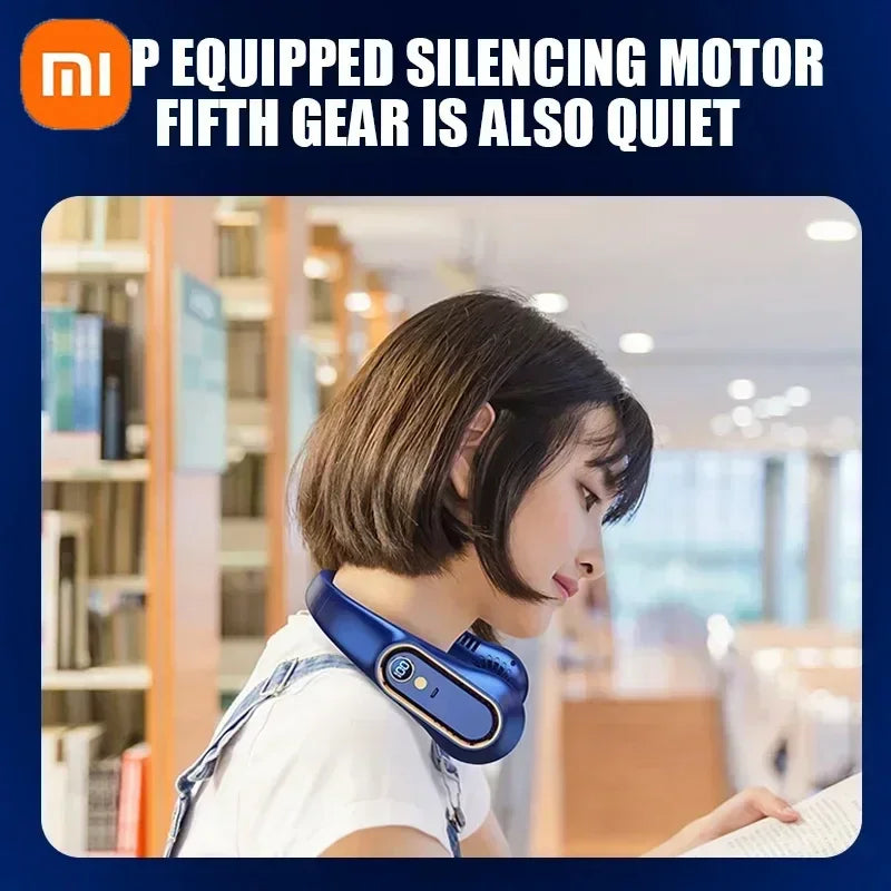 Xiaomi Neck Fan Digital Display Power Ventilator Leafless Neck Band Fan Portable Mini Air Cooler USB Rechargeable Fan