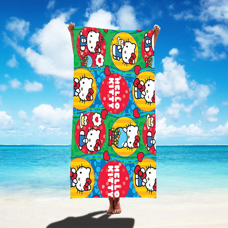 Sanrio Hello Kitty Beach Towel Cartoon Style Microfiber Large Beach Towel Bath Towel Multifunctional Square Towel Beach Towel