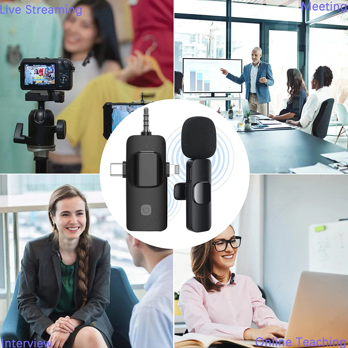 4 in 1 Wireless Lavalier Microphone 3.5Mm Intelligent Noise-Reducing Mic for Iphone Android SLR Camera Loudspeaker Speake Radio-ADS1502